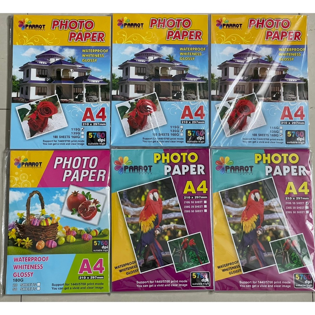 Giấy in ảnh A4 1 mặt bóng (100 tờ/xấp), giấy in ảnh parot