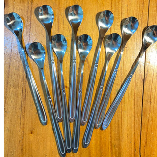 12c thìa sinh tố, thìa chanh cán dài hình giọt lệ uốn, inox 304 kt: 19x2.5cm