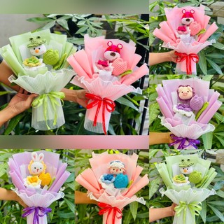 Bó hoa len xinh xắn, móc khóa, chậu cây len handmade trang trí, quà sinh nhật