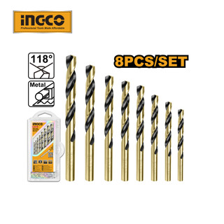 Bộ 8 mũi khoan kim loại HSS Ingco AKDB0801 mũi 2mm, 2x3mm, 2x4mm, 5mm, 6mm, 8mm