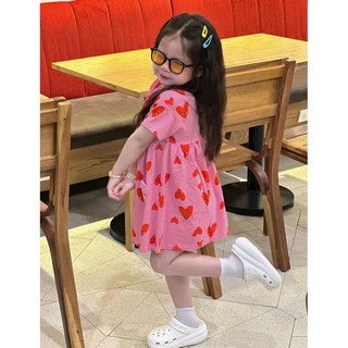 Váy BBD hồng tim đỏ bé gái