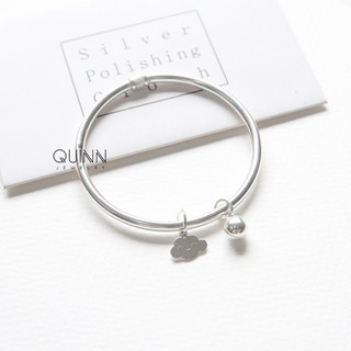 Vòng tay bạc ta trơn (ko kèm charm), Lắc tay cứng trơn bạc ta Quinn Jewelry