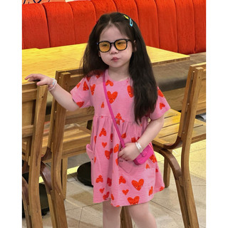 Váy BBD hồng tim đỏ bé gái