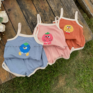 Bộ 2 dây bé gái 5-14kg chất cotton zip nhám mỏng, bộ dây mặc hè cho bé - an.kid