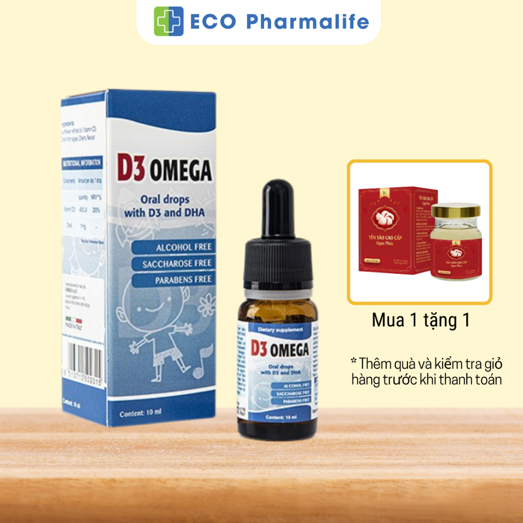 Siro D3 Omega (10 ml)- Bổ sung Vitamin D3 và DHA giúp tăng cường hấp thu Canxi và phát triển trí não ở trẻ