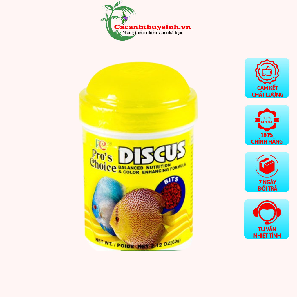 Thức Ăn Cho Cá Dĩa Discus Bits (Dạng Hạt 60gr/Lon) - Cá Cảnh Thủy Sinh
