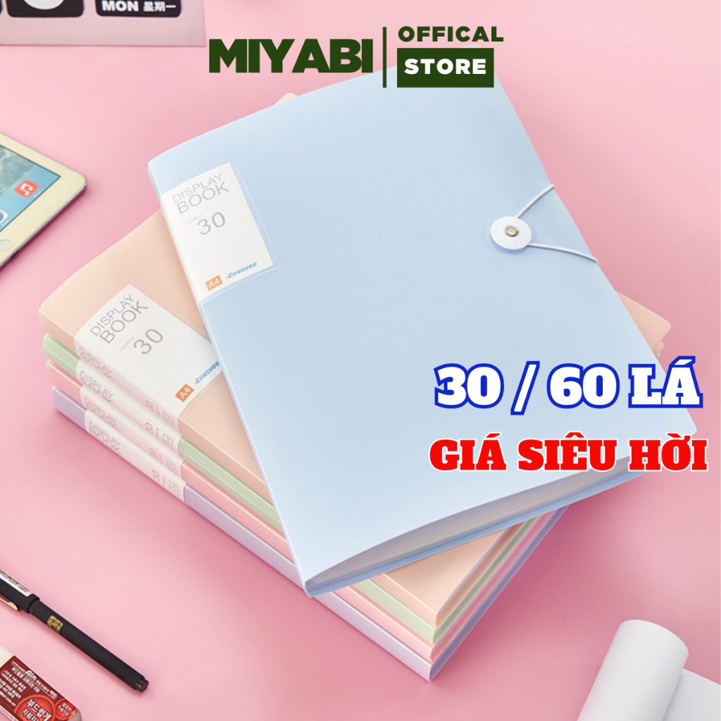 Cặp đựng tài liệu a4 nhiều ngăn 30/60 lá Display book file tài liệu học sinh đa năng tệp đựng tài liệu MIYABI