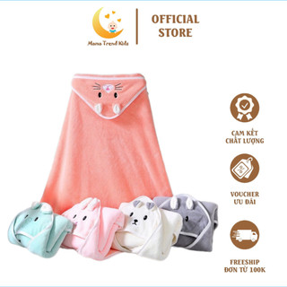 Chăn ủ lông tuyết mềm mịn mũ hình siêu cute ngộ nghĩnh choàng ủ ấm cho bé