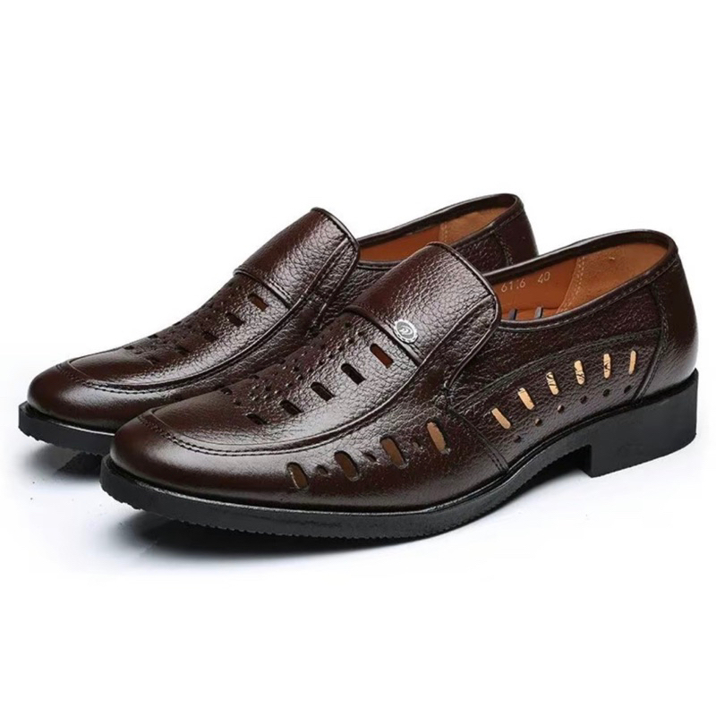 Giày nam da bò cao cấp, giày hè thoáng khí da bò nguyên tấm bền đẹp, đế khâu chắc chắn Bảo Hành 1 năm