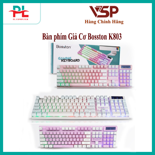 Bàn Phím Bosston K803 Giả Cơ, Chuyên Game usb Chính Hãng (trắng tím, trắng hồng) - Chính Hãng