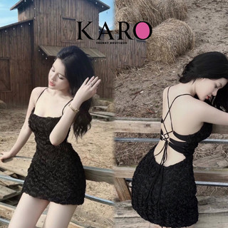 Đầm thiết kế hoa lưới dây lưng ( hình thật shop chụp )  K4673 - CAROTSHOP