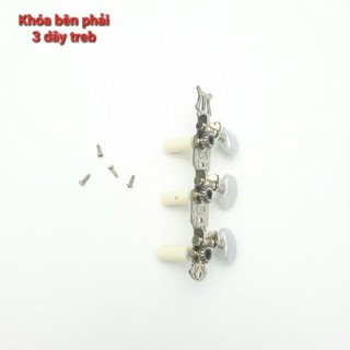 Bộ Khóa Đàn Guitar CLASSIC bạc núm trắng chống rỉ ( 2 bên kèm đủ ốc vít)
