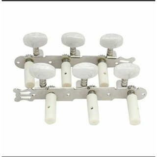 Bộ Khóa Đàn Guitar CLASSIC bạc núm trắng chống rỉ ( 2 bên kèm đủ ốc vít)