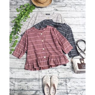 Áo peplum thô tay lỡ thêu