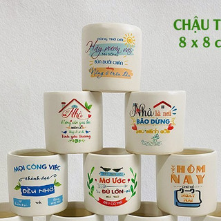 Chậu Trồng Cây Bằng Sứ Kèm Dĩa Thích Hợp Trồng Cây Sen Đá Xương Rồng Cây Cảnh Mini Để Bàn In Chữ Nội Dung Theo Yêu Cầu