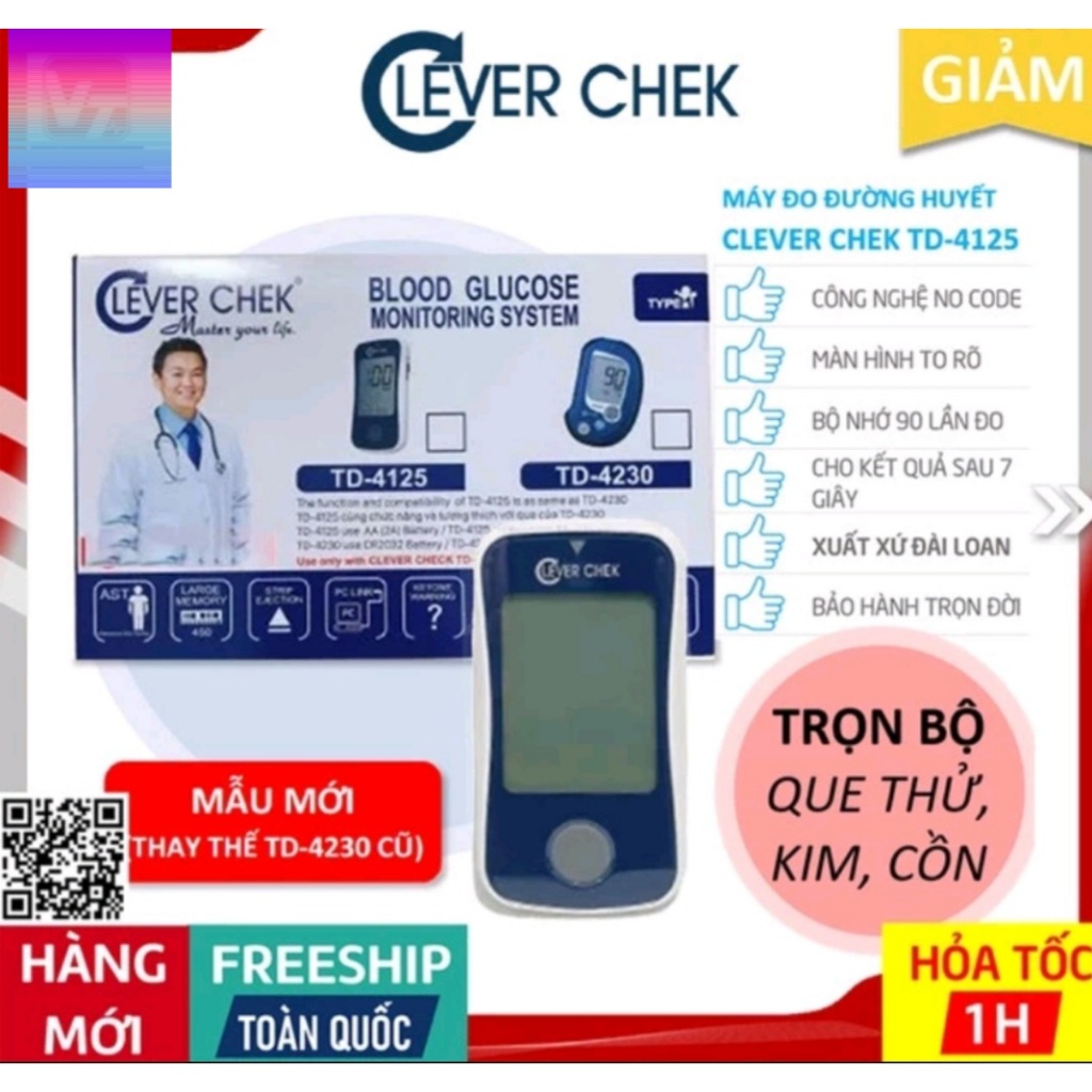 [Chính hãng] Máy Đo Đường Huyết Clever Check .Que Clever Check (26/04/2025)