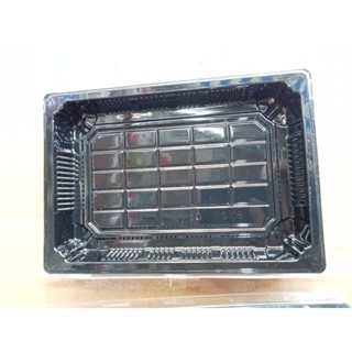 combo 50 hộp nhựa chữ nhật đen sâu lòng có nắp trong đựng Sushi, hải sản, cơm cuộn, bánh ngọt, đồ ăn sơ chế.