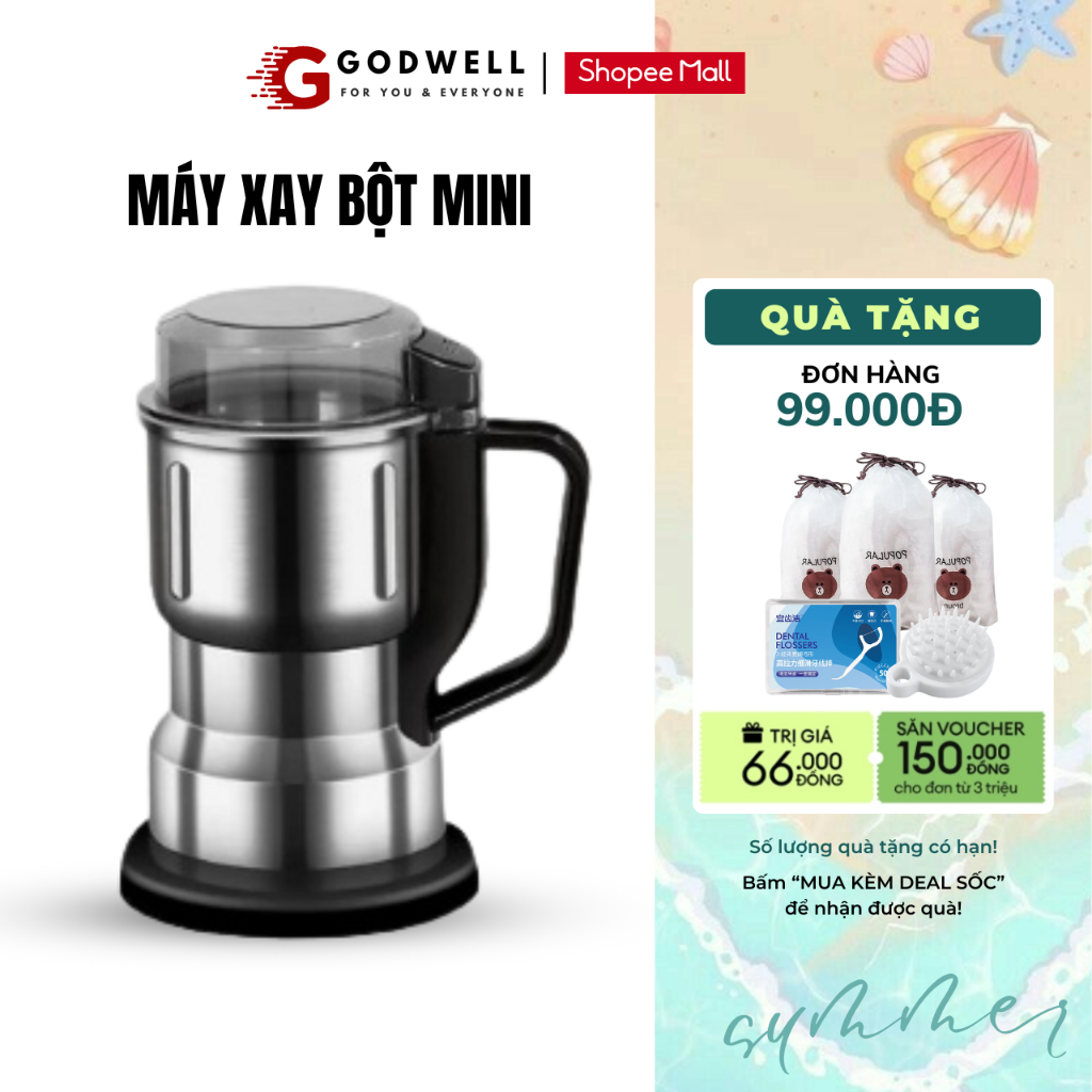 Máy xay hạt ngũ cốc khô GODWELL công suất 300W máy xay gia vị tiêu ớt, bột khô hàng chính hãng BH 12 tháng