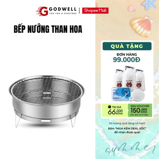 Bếp nướng than hoa không khói nướng thịt BBQ ngoài trời GODWELL cao cấp chất liệu thép chịu nhiệt