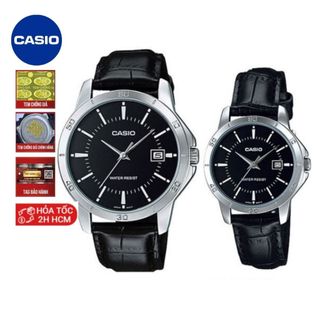 Đồng hồ cặp đôi nam nữ casio mtp-v004l-1audf và ltp-v004l-1audf chính hãng dây da