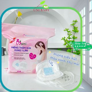  Miếng lót thấm sữa Mamicare mẫu mới bịch 108 miếng hút sữa chống tràn bám dính chắc chắn Uni Baby 