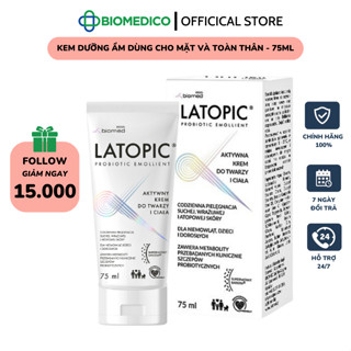 Kem dưỡng ẩm, dịu ngứa LATOPIC PROBIOTIC EMOLLIENT Active Face and Body Cream dành cho da dị ứng/kích ứng 75ml