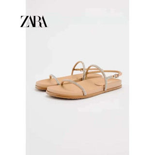 Giày zr giày sandal giày 2 dây hạt lấp lánh zara dép da beo quai trong dép nữ