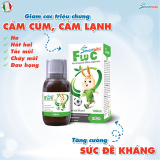 Siro ho smartbibi flu c giúp giảm đau rát họng, viêm họng do cảm lạnh, cảm cúm cho bé 100ml