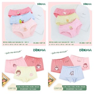 Set 3 quần chip đùi, chip tam giác Dokma cotton mềm mại cho bé gái Dokma