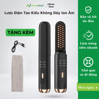Lược Điện Không Dây Ion Âm NANOMAX KR017 Chăm Sóc Tóc Suôn Mượt Tạo Kiểu 3 Chế Độ Nhiệt Thiết Kế Thông Minh Chất Liệu Gố