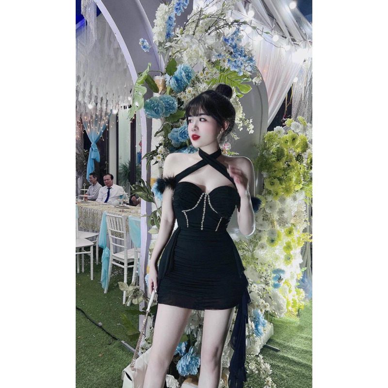 Đầm body thả tà viền đá