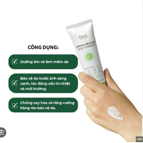 Kem chống nắng Dr.G Green Mild Up Sun Essence SPF50+ PA++++ / Dr.G Brightening Up Sun+ SPF50+ PA+++