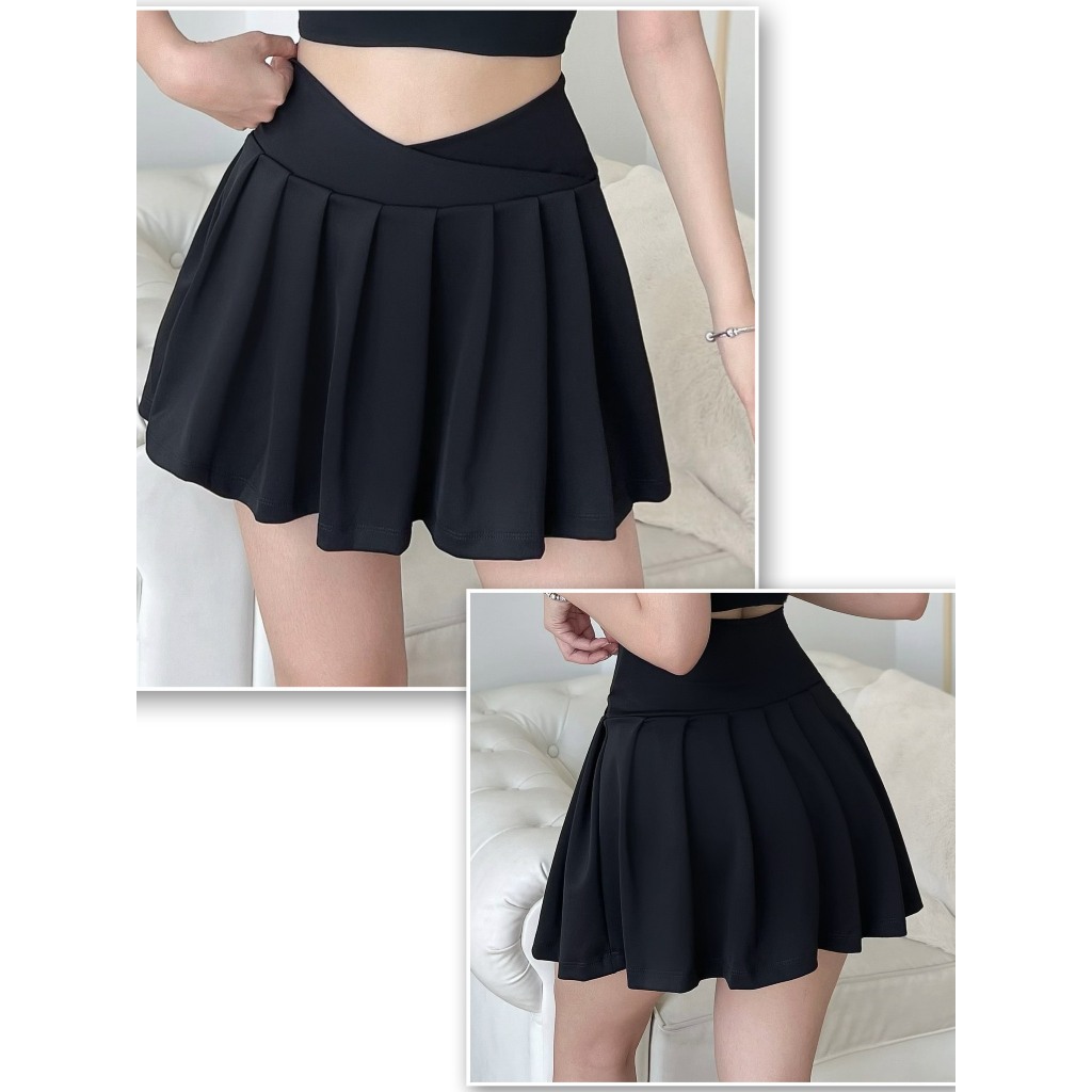 Chân Váy Thể Thao Nữ 2 Lớp Xếp Ly, Cạp Chéo Tập Cầu Lông, Tennis, Aerobic
