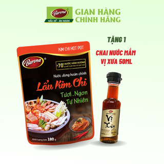 Combo 1 Gói Nước Dùng Lẩu Kim Chi Barona 180g và 1 chai Nước Mắm Phú Quốc Cao Cấp Vị Xưa 40 độ đạm 50ml
