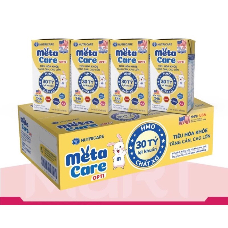 Thùng Sữa nước Nutricare Metacare vàng 48 hộp*110ml  giúp trẻ phát triển não bộ, cao lớn và khỏe mạn