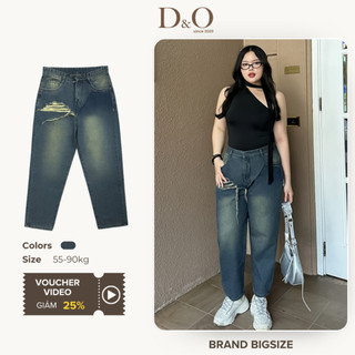 Quần Baggy Jean Bigsize 54-85kg Cạp Cao Tôn Dáng Quần Bò Baggy Màu Xanh Rêu Phối Rách 1166