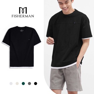 Áo thun nam double layer cổ tròn Fisherman vải cotton 100% thiết kế dày dặn thoáng mát