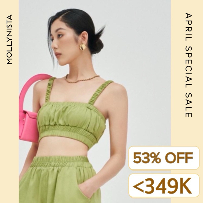 MOLLYNISTA Áo thiết kế Naria croptop chun freesize quyến rũ nữ tính cao cấp đi chơi đi tiệc gợi cảm