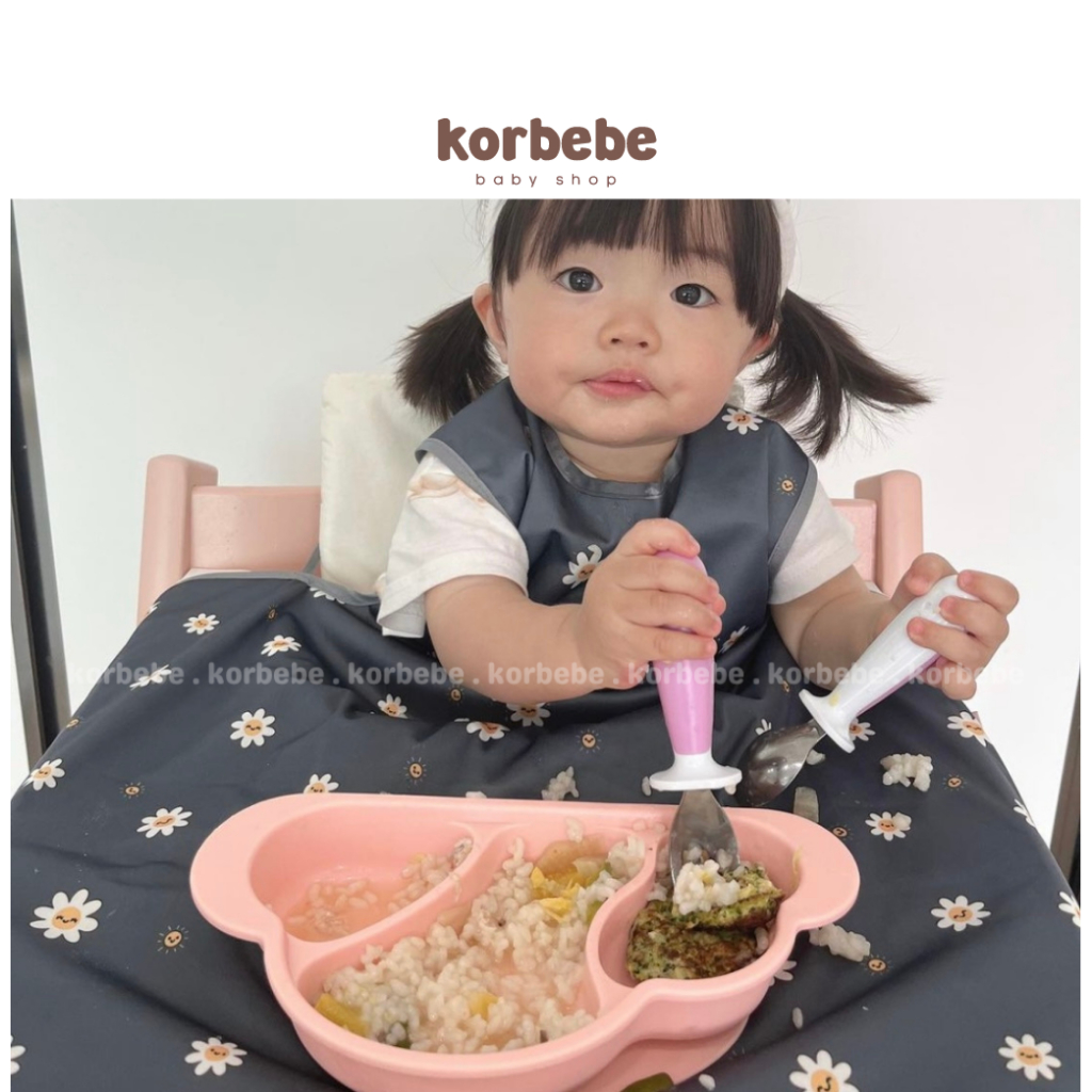 Yếm ăn dặm không tay chống thấm cho bé Belle Baby Hàn Quốc