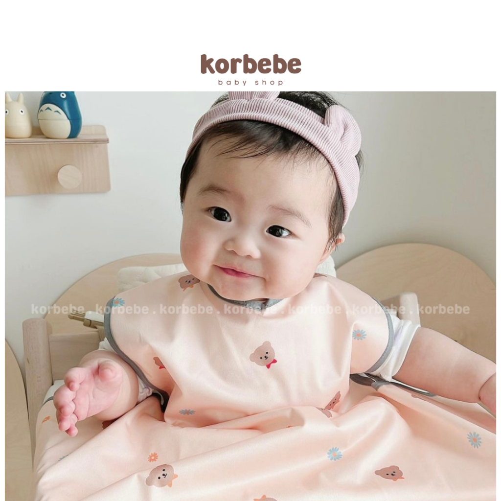 Yếm ăn dặm không tay chống thấm cho bé Belle Baby Hàn Quốc