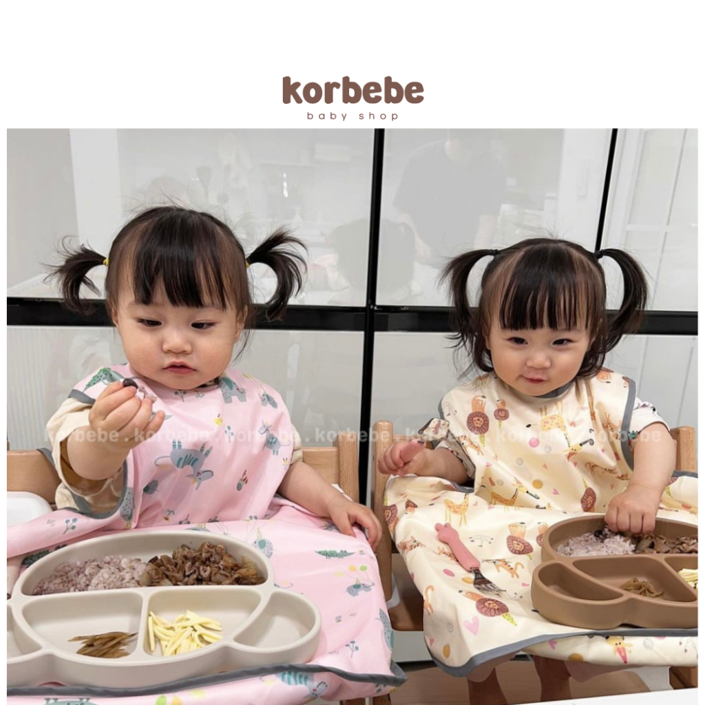 Yếm ăn dặm không tay chống thấm cho bé Belle Baby Hàn Quốc