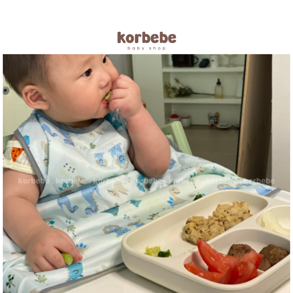 Yếm ăn dặm không tay chống thấm cho bé Belle Baby Hàn Quốc