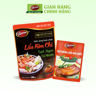 Nước Dùng Lẩu Kim Chi Barona 180g, combo 1 gói + 1 gói Gia Vị Nướng Hàn Quốc Barona 80g