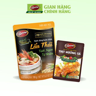 Combo 1 Nước Dùng Lẩu Thái Barona 180g & 1 Gia vị Thịt Nướng Sả Barona 80g