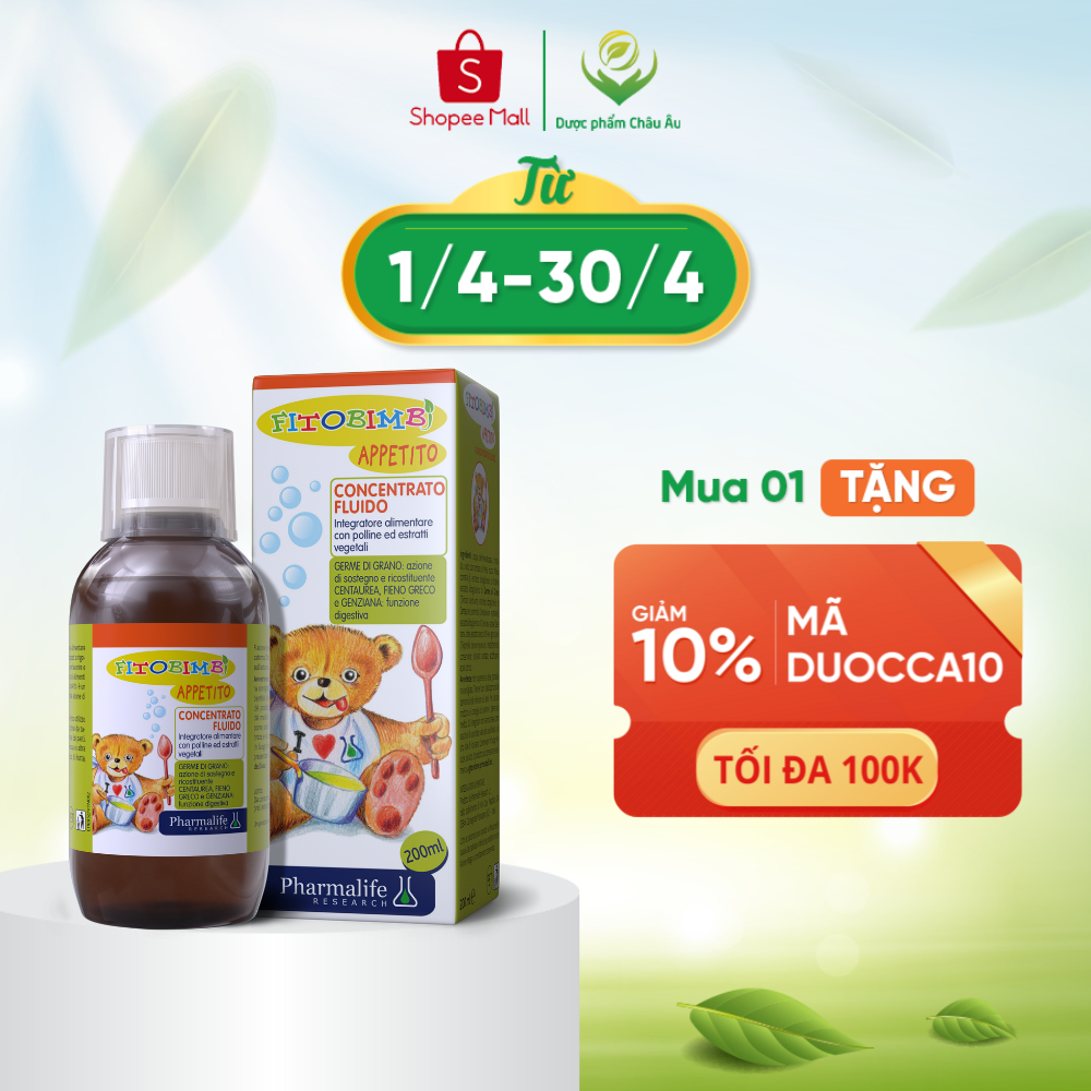 Siro Ăn Ngon 3 Tác Động FITOBIMBI APPETITO Giúp Tăng Cường Sức Khỏe, Giảm Biếng Ăn Cho Bé Chai 200ml