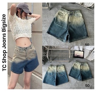  Quần Ngố Jeans Bigsize Loang Màu Nữ Lửng Xanh Rêu Dơ Lưng Cao Ống RỘng Chữ A Mã 50