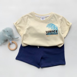 Samsoo Bộ cộc tay in 2 mặt Venice Los Angeles vàng be cho bé