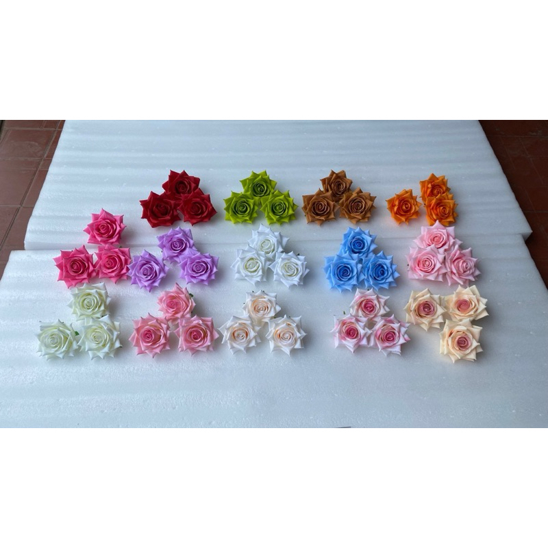 hoa lụa,Hồng xoăn rời to combo 5 bông