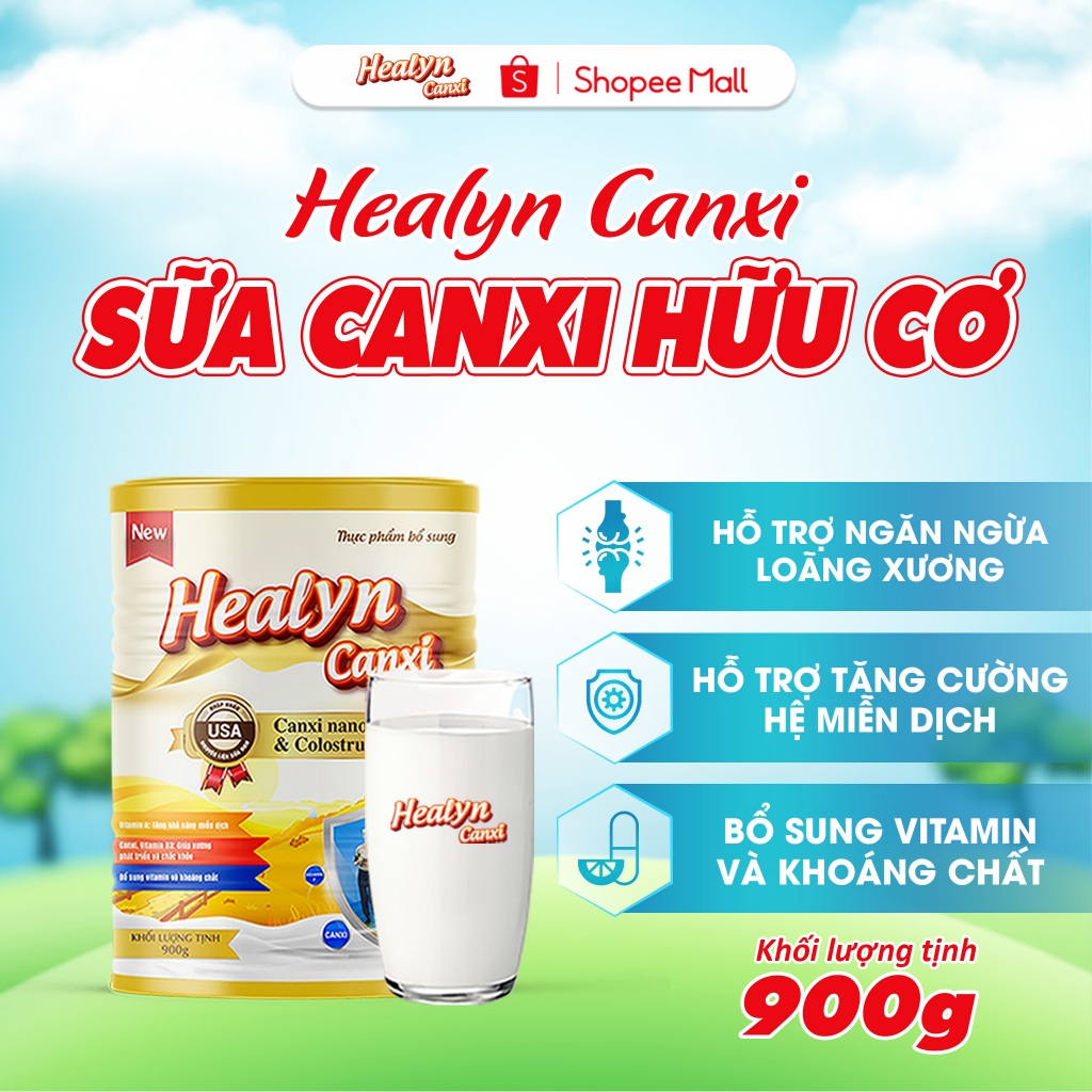 Sữa Non Canxi Chuyên Biệt Cho Người Lớn HEALYN CANXI (900G) - Canxi Hữu Cơ, Ngăn Loãng Xương, Bảo Vệ Cấu Trúc Xương