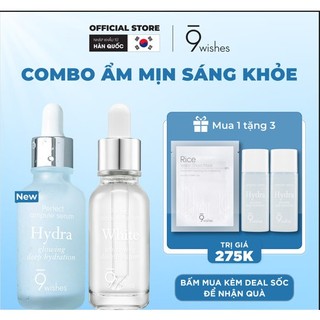 Combo dưỡng da 9 Wishes serum dưỡng ẩm Hydra II 30ml & dưỡng trắng White 25ml